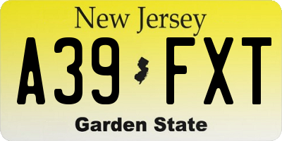 NJ license plate A39FXT