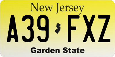 NJ license plate A39FXZ