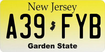 NJ license plate A39FYB