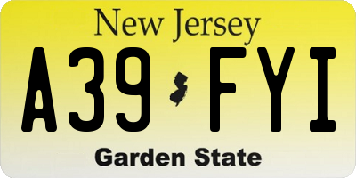NJ license plate A39FYI