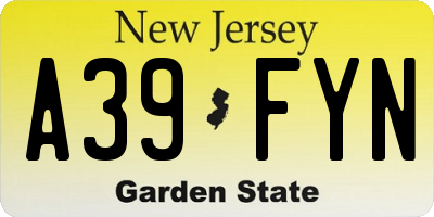 NJ license plate A39FYN