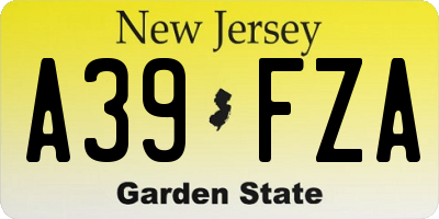 NJ license plate A39FZA