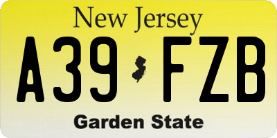 NJ license plate A39FZB