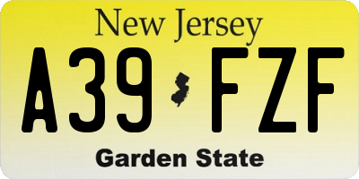 NJ license plate A39FZF