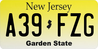 NJ license plate A39FZG