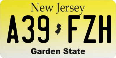 NJ license plate A39FZH
