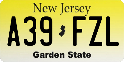 NJ license plate A39FZL