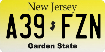 NJ license plate A39FZN