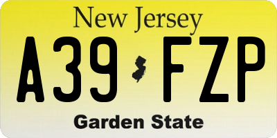 NJ license plate A39FZP