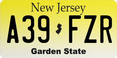 NJ license plate A39FZR