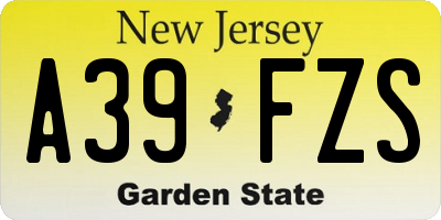 NJ license plate A39FZS