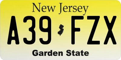 NJ license plate A39FZX