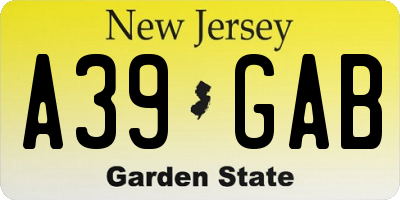 NJ license plate A39GAB