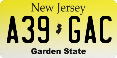 NJ license plate A39GAC