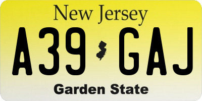 NJ license plate A39GAJ