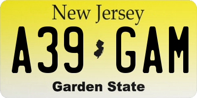 NJ license plate A39GAM