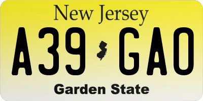 NJ license plate A39GAO