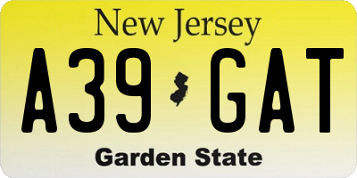 NJ license plate A39GAT