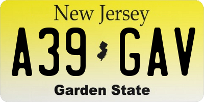 NJ license plate A39GAV