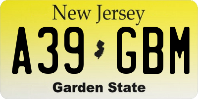NJ license plate A39GBM