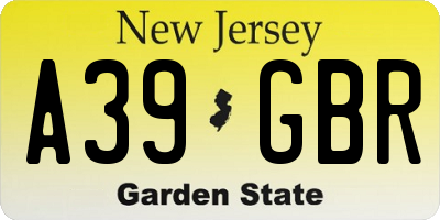 NJ license plate A39GBR