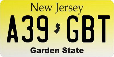NJ license plate A39GBT