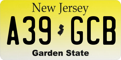 NJ license plate A39GCB