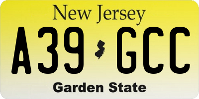 NJ license plate A39GCC