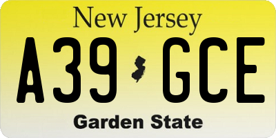 NJ license plate A39GCE