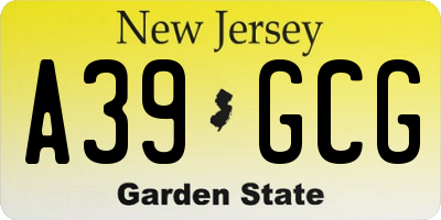 NJ license plate A39GCG