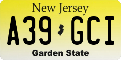 NJ license plate A39GCI