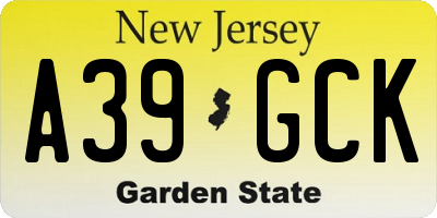 NJ license plate A39GCK