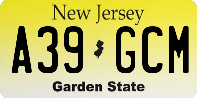 NJ license plate A39GCM
