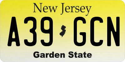 NJ license plate A39GCN