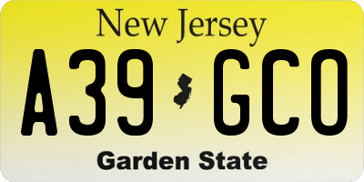 NJ license plate A39GCO