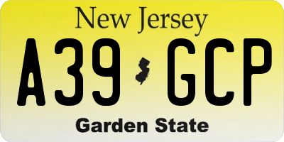 NJ license plate A39GCP