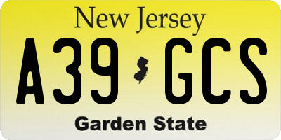 NJ license plate A39GCS