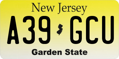 NJ license plate A39GCU