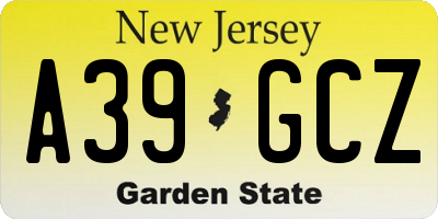 NJ license plate A39GCZ