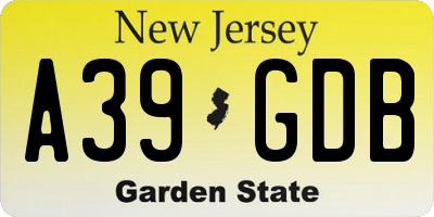 NJ license plate A39GDB