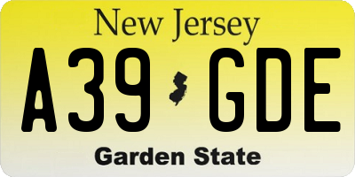 NJ license plate A39GDE