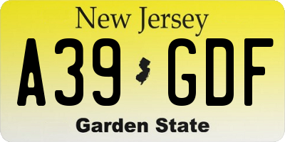 NJ license plate A39GDF