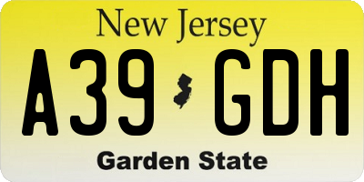 NJ license plate A39GDH