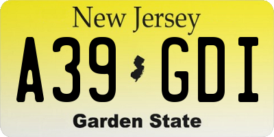 NJ license plate A39GDI