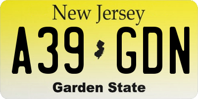NJ license plate A39GDN