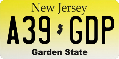 NJ license plate A39GDP
