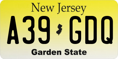 NJ license plate A39GDQ
