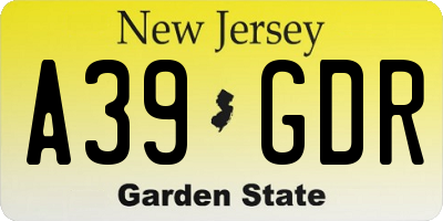 NJ license plate A39GDR