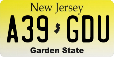 NJ license plate A39GDU