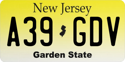 NJ license plate A39GDV